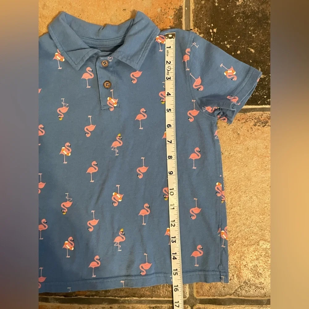 Jumping Beans Blue Flamingo Kids Polo Shirt Size 5T